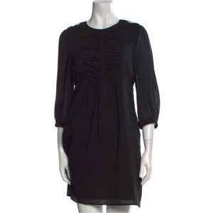 Burberry London Silk Shift Pleat Chest Black 3/4 Sleeve Mini Dress EUC Size US 8